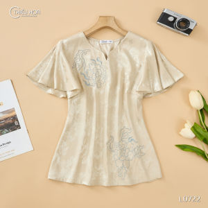 Áo kiểu trung niên thiết kế truyền thống chất liệu gấm mềm mịn AN4L0722 Thời trang Thiều Hoa