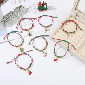 Cute Christmas Luminous woven bracelet Creative and Trendy Santa Claus Pendant for Couples
