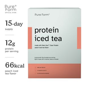 Pure Form™ Protein Iced Tea | 12g Clear Whey + Collagen Protein Drink | Peach Flavor | Low Calorie High Protein