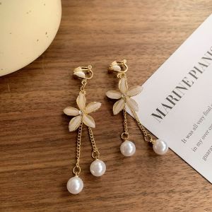 Hoa Tai Hoa Tai Ngọc Trai Đơn Giản Hợp Thời Trang Hoa Tai Phổ Biến Màu Đỏ Lưới Hàn Quốc Hoa Tai Dài Cá Tính Cho Nữ