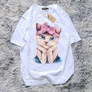 !!ทาสน้องแมวห้ามพลาด!!จัดโปรไฟลุก++เสื้อยืดคอกลมผ้าCotton100%สกรีนลายน้องแมวผ้านุ่มสบายดูเรียบๆมีทั้งราคาปลีกและส่งสินค้าพร้อมfส่งทุกวัน