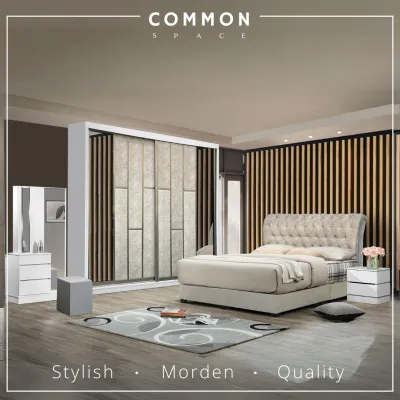 🔥 Free Install 🔥 Common Space - Ivory Queen King 6 x 8ft & 8 x 8ft Bedroom Set | Set Bilik Tidur | Almari | Katil | Meja Solek | 套房 138-03 141-08