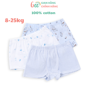 Set 3 quần sịp bé trai Gee vải 100% cotton mềm mịn mát thấm hút mồ hôi size 8-25kg