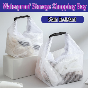 Waterproof Large Capacity Storage Shopping Bag Transparent Visible Reusable Eco-Friendly Handbag Portable Foldable Shoulder Bag Stain Resistant Supermarket