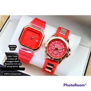 PROMO BUY 1 GET 1 - Jam Tangan Wanita Tali Rubber Chrono Variasi Tanggal Aktif Free Box