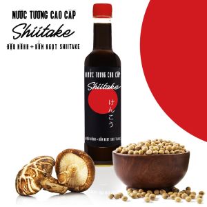 Nước tương cao cấp Shiitake lên men tự nhiên từ đậu nành và nấm ngọt Shiitake chai nhựa 525ml