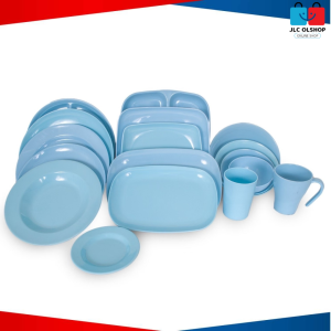 ROUND SQUARE and RECTANGULAR PLATE REUSABLE Wave design plastic dinner plates w/cups LBLUECOLOR.