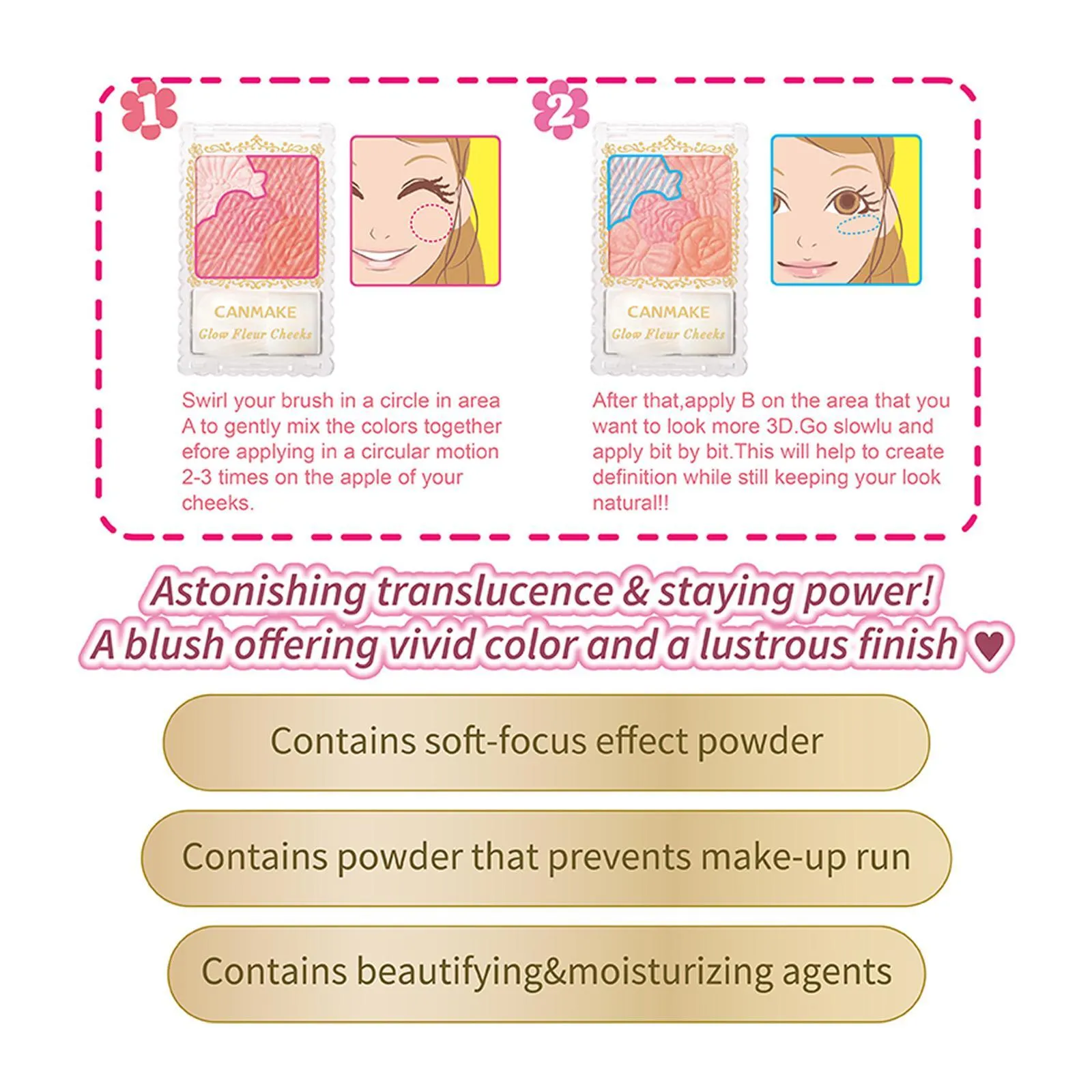 Canmake Glow Fleur Cheeks [02] Apricot Fleur