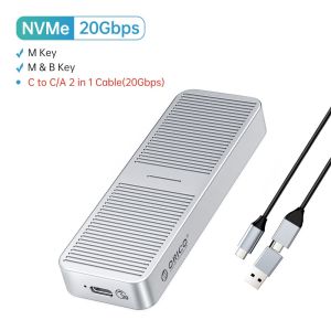 ORICO 20Gbps M2 NVME SSD Case All Aluminum M.2 NVMe SSD Enclosure USB3.2 GEN2 x2 Type-C For M.2 Hard Drive Up to 2TB C to C