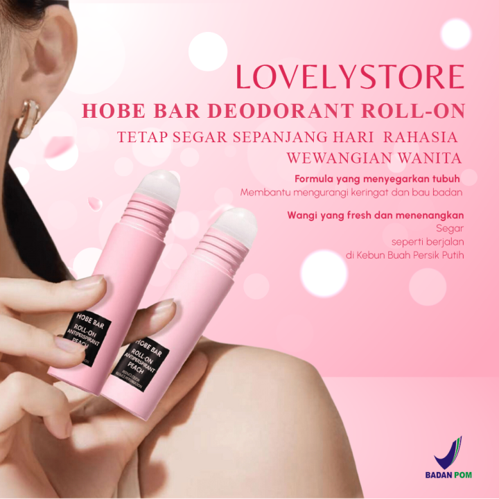 HOBE BAR White Peach Scented Antiperspirant, Penghilang Bau Badan Ketiak Kaki Suitable for Both Men and Women (20 ml)