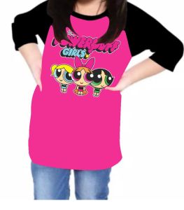 kaos anak-anak Sablon Power Girl DTF \ Kaos Raglan 3\4 Anak/kaos anak perempuan/kaos kekinian/kaos raglan anak-anak