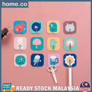 HOMECO Cute Cartoon Strong Self-adhesive Hook Wall Hanging Kitchen Bathroom Cangkuk Dinding (Random Design)