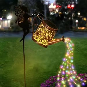 FLYING Waterproof Design Solar Fairy Lights Hanging Type Metal Material Watering Can Lights Vintage Style Solar Powered Vintage Garden Decor Outdoor Yard Decoration
