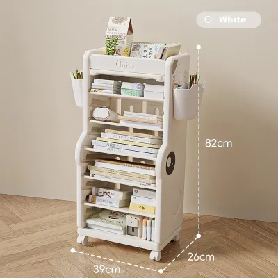 Childrens Bookshelf 6 Tiers Book Storage Rack With Wheels Multifunctional Kids Toy Organizer