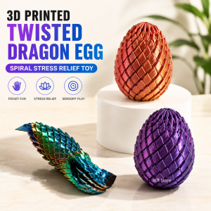 Twisted Dragon Egg Fidget Toy 3D Printed Spiral Sensory Ornament for Kids Desktop Decoration Party Gift Use