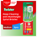 Colgate Twister Fresh Medium Toothbrush with Cap Value Pack (Assorted). 
