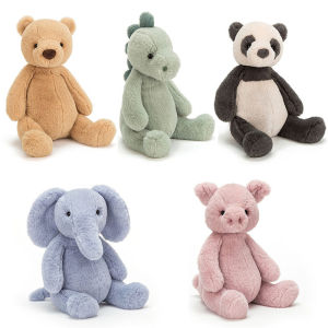 30cm Cute Soft Fluffy Hair Elephants Piggy Brown Teddy Bear Baby Cuddly Doll Panda Dinosaur Stuffed Cartoon Animals Kids Appease Toys
