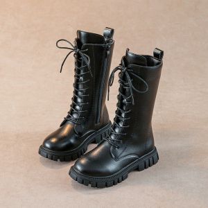 kids girls Kuromi pendant Leather Princess Boots Kids black knee boots for girls Fashion Long boots
