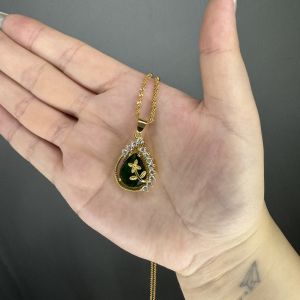 Rantai Leher + Loket 916 Emas Bangkok Necklace Golden Gold Plated Jewellery Set I