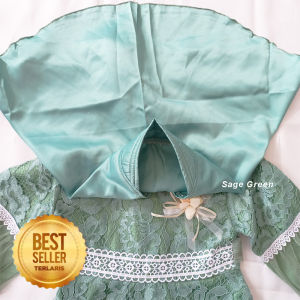 Baju Lebaran Gaun Muslim Anak Terbaru 2026 Usia 4 5 Tahun Baju Anak Muslimah Tangan Panjang Long Dress Warna Sage Green Setelan Brokat Bahan Velvet Premium KAP142