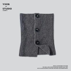 PYA94 Split Collar Knit Neck Warmer Retro Design Solid Color Winter Neck Gaiter Thermal Neck Guard Windproof Layer Korean Style Snood Daily Commuting