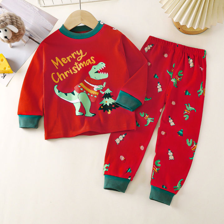 Christmas boys pajamas set kids clothes cotton soft sleevs pant for 0-5yrs