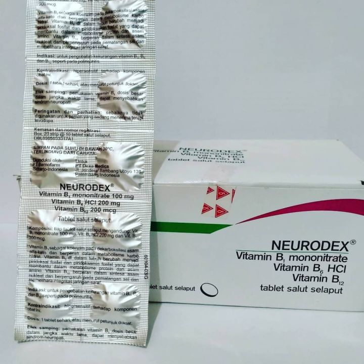 Neurodex Vitamin B1 B6 B12 - Vitamin Saraf / Pengobatan Kekurangan Vitamin B1, B6, dan B12 / Neurotropik / Kesemutan / Kebas / Kram / Kaku (Strip 10 Tablet)