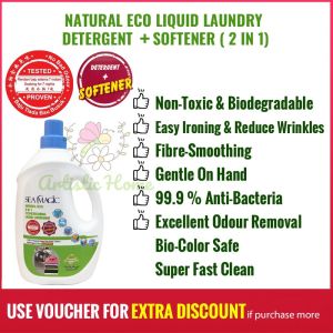 Laundry Liquid + Softener Detergent Natural Eco Sea Magic 2.4kg Green Liquid