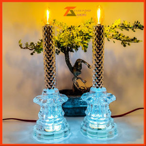 (Tặng kèm 2 bóng đèn) Đèn thờ pha lê cao cấp trang trí tủ thờ - nến điện tử - đèn thờ gia tiên - đèn thờ tổ tiên - đèn trong chung cư - đèn an toàn tiết kiệm điện (nen chua đĩa 7)