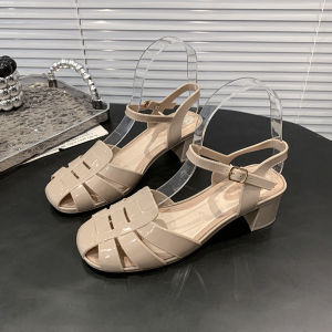 [Free Shipping] WomenS Summer New Retro Roman Style Hollow Woven Buckle Strap Flat Back Strap Sandals