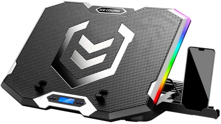 ICE COOREL Gaming Laptop Cooler RGB 6 Silent LED Fans Powerful Air Flow Portable Adjustable