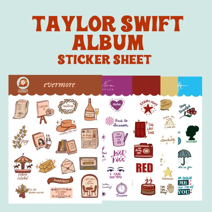 Taylor Swift Album Sticker Sheet | Kiss Cut | For Planners, Journal ...