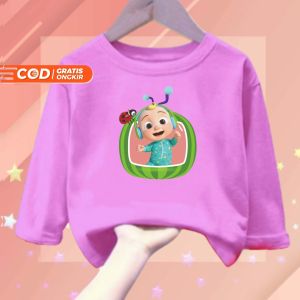 Pakaian Bergambar atasan anak Cewek/Cowok Baby Melon lengan panjang usia 1-12 tahun