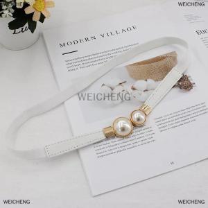 [COD] WEICHENG Buckle Belt PU Leather Dress Skirt Waist Elastic Thin Women Belts Ladies Waistband Accessories