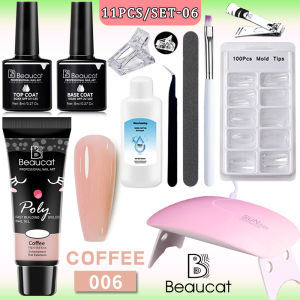 6W LED 15 มล. ชุดแม่พิมพ์โพลีเจล สีเจล Poly gel สําหรับต่อเล็บเจล ชุดทำเล็บโพลีเจลยูวี UV เจล 11 ชิ้น ต่อเล็บ 12 สี