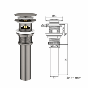 TIMES LORD Stainless Steel Pop-Up Sink Drain Stopper Push-Button Control Tight Anti-Odor Seal Bathroom Replacement Accessories Most Basins Built-In Hair Filter Basin Drain Plug Bathroom Basins