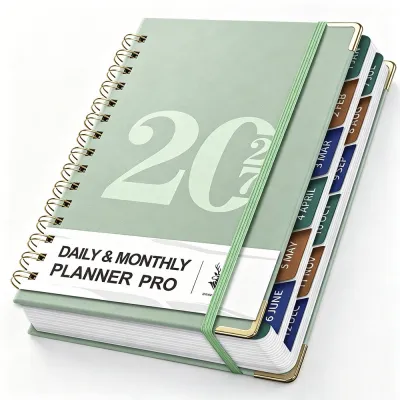 2027 A5 160-Pages Daily Monthly Planner Weekly Schedule Organizer Notebook with 5 Sticker Sheets Hardcover Spiral Bound Agenda for Office School