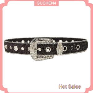 GUCHEN4🎀 Sáng bóng Rhinestone rộng vành đai phụ nữ ăn mặc vành đai dành cho người lớn Rhinestone vành đai ăn mặc tinh thể kim cương vành đai