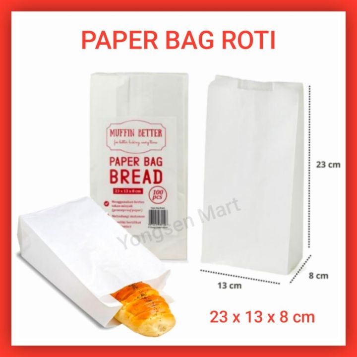 Contoh Paper Back Roti Paper bag Roti , kantong kertas putih roti chicken burger 23x13x8 cm ...