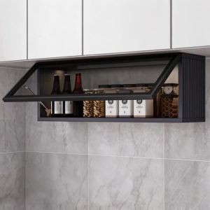 FFBH Solid Wood Kitchen Organizer Shelf Minimalist No-drill Wall Dish Storage Cabinet Modern Luxury Spice Jars Rack Kitchen Items H8M4T