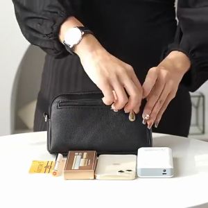 [BUY 1 TAKE 1] Women PU Leather Crossbody Bag + Quilted Wristlet Pouch 2‑in‑set Local Shipping Daily Casual Ladies Bag