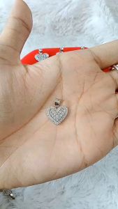 Liontin Cor Love mata full Perak 925 Sepuh Emas Putih