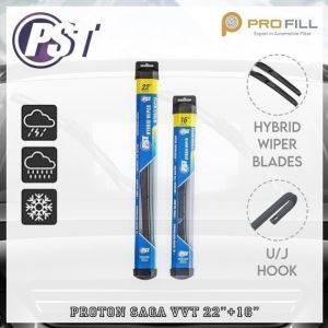 PST Hybrid Wiper Blade Set [Rubber Type] - Proton Saga VVT 2016-Present 22"+16"