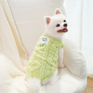 SEKINEW Ấm áp Áo gile nhung cho chó Mềm mại ấm áp Jacquard dày dặn Áo khoác lông cừu cho chó Dễ thương Lỗ dây đai Áo hoodie cho chó con Mùa Thu Đông