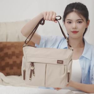GOLF QUALITY Shoulder Crossbody Bag Women Nylon Cross Body Bags Ipad Casual Handphone Pouch Sling Bag Waterproof Anti Theft Multi Pocket Ladies Handbag Small Black