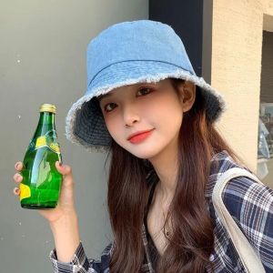 UNIITY Jeans Summer Sun Hat Cotton Bob Panama Travel Outdoor Fishing Sun Hat Fashion Foldable Bucket Hat Men Women