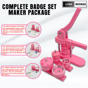 Lineworks 3in1 Set DIY Button Maker Machine Handmade Metal Pinback Supplies Round Badge Punch 25mm 32mm 58mm