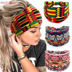 🚚【Local Express Delivery】🚚 Fashion Cotton Stretch Headband African Pattern Print Twist Style Elastic Hair Band Wide Hairbands Bandana Turban Knot Headwrap