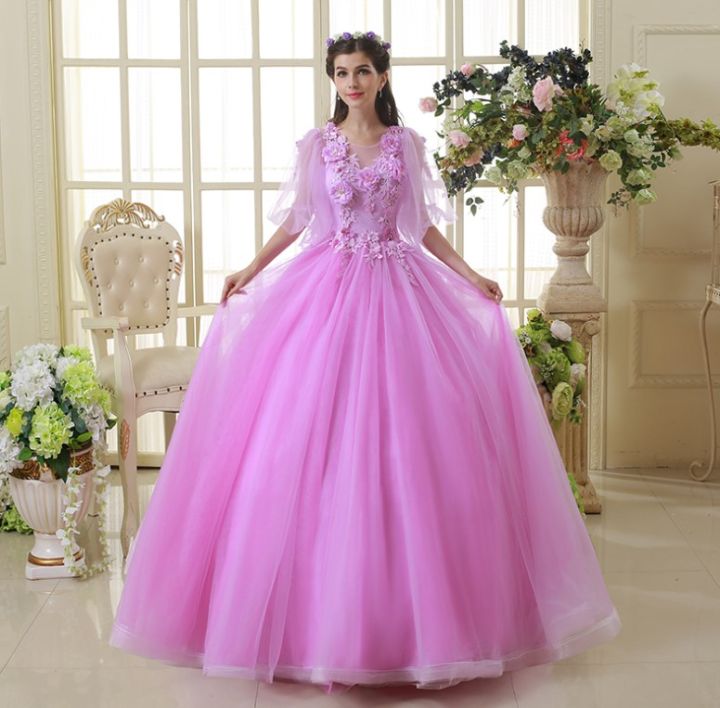 Light Purple O-neck vintage Wedding Dresses Princess Organza Ball