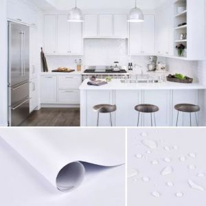 Wallpaper Sticker Dinding Motif Polos Putih Panjang 8 Meter x Lebar 45cm